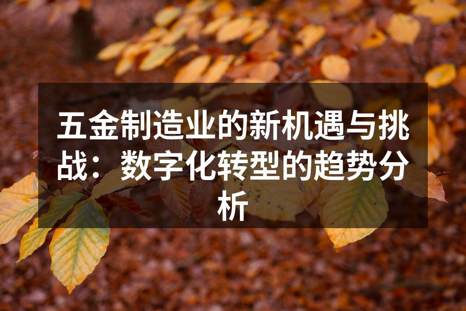 五金制造业的新机遇与挑战:数字化转型的趋势分析